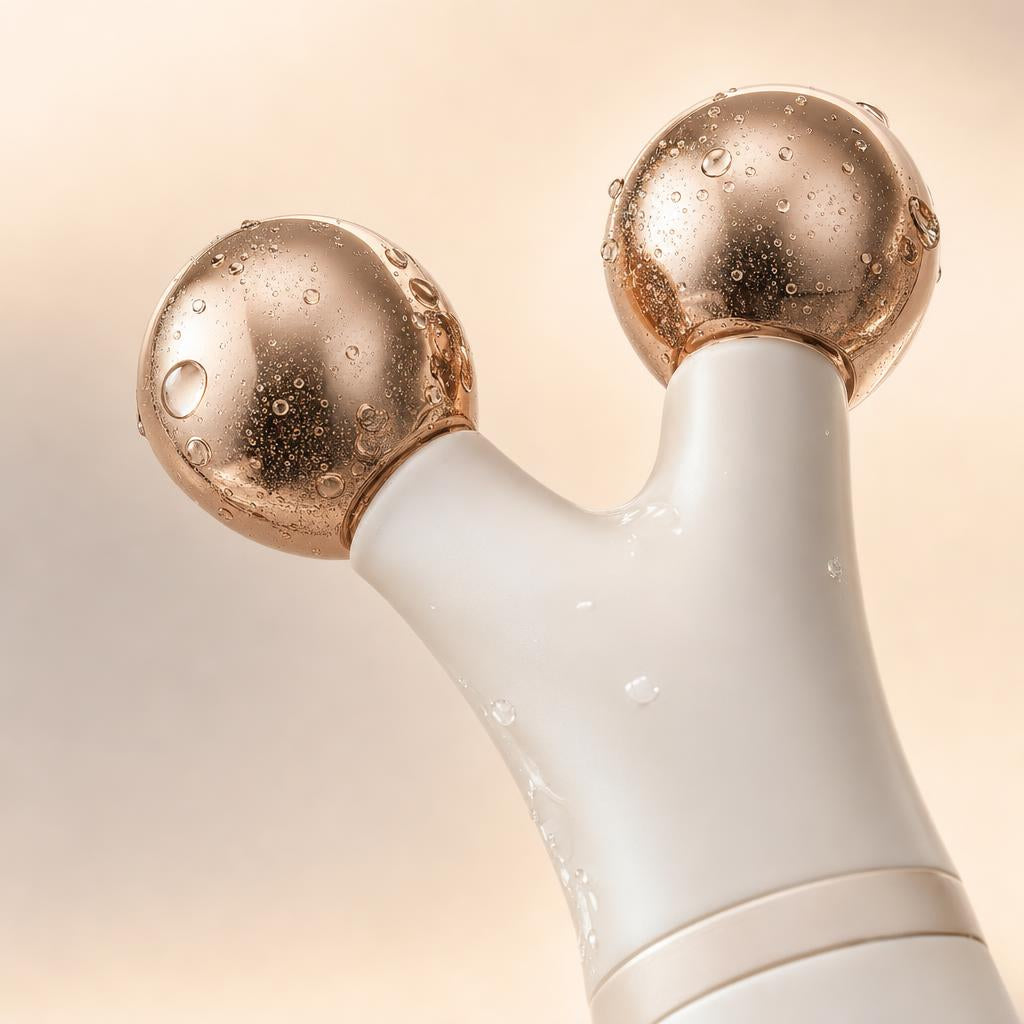 Polished rose-gold spheres